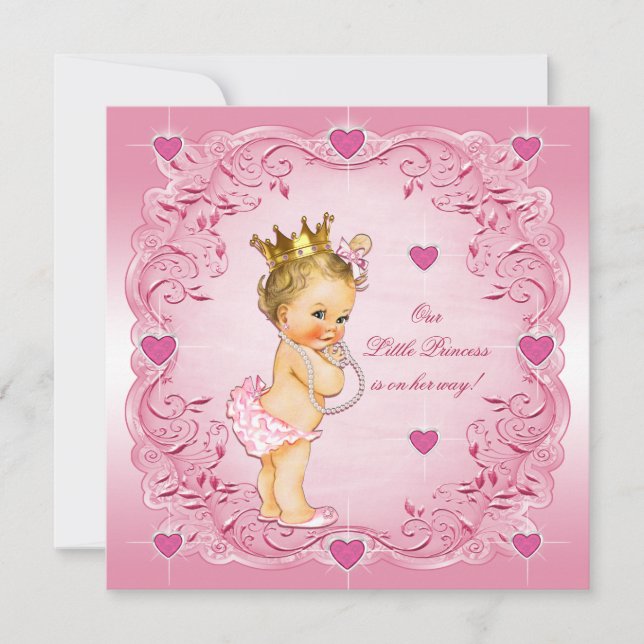 Romantische kleine Baby-Dusche Prinzessin-Love Einladung (Vorderseite)