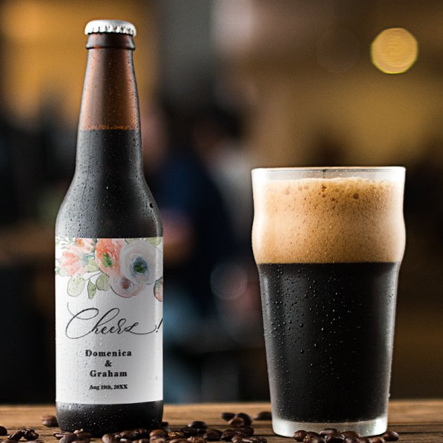 Romantische Korallenhochzeit Bierflaschenetikett (Von Creator hochgeladen)