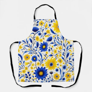 Romantische Kornblumenblaue und Gelbe Blüten Schürze