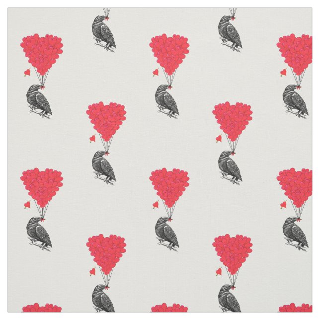 Romantische Krähe und rotes Liebe Stoff (Muster)