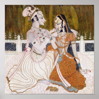 Romantische Krishna und Radha Painting Poster