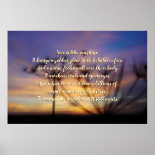 Romantische Kurzbeschreibung von Liebe, Sonnensche Poster