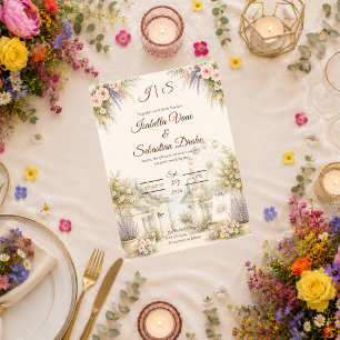 Romantische Küsten-Gartenhochzeit Einladung