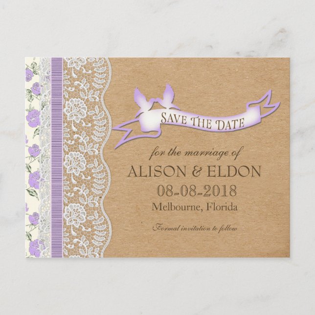 Romantische Lacey Träume mit Blumen Ankündigungspostkarte (Vorderseite)