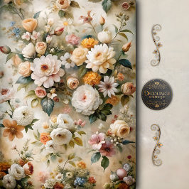 Romantische Landhaus-Blumendekupage Seidenpapier