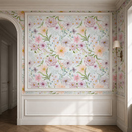 Romantische Landhaus-Garten-Blumen-Wallpaper Tapete