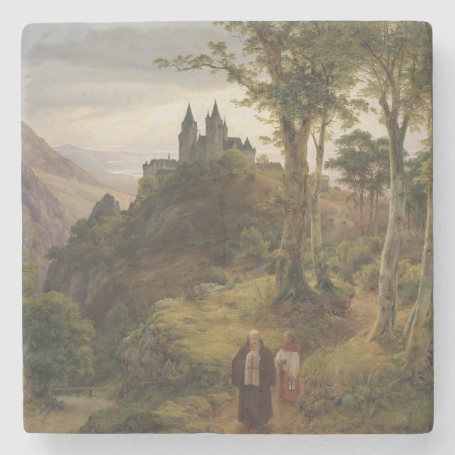 Romantische Landschaft mit Klosteranlage Steinuntersetzer (Vorderseite)