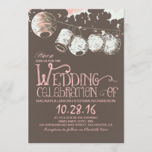 romantische Laternenleuchten, alte Hochzeitseinlad Einladung