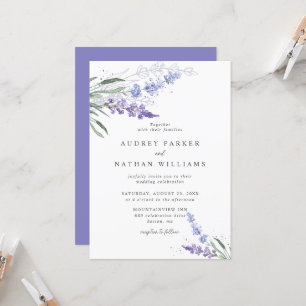 Romantische Lavendel-Blumenhochzeit mit Details Einladung