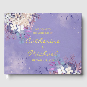 Romantische Lavendel-Hochzeit mit floralen Farben Gästebuch