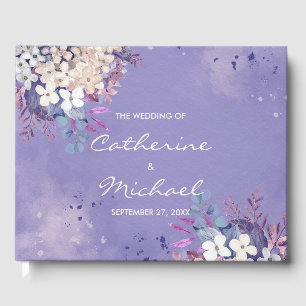 Romantische Lavendel-Hochzeit mit floralen Farben Gästebuch