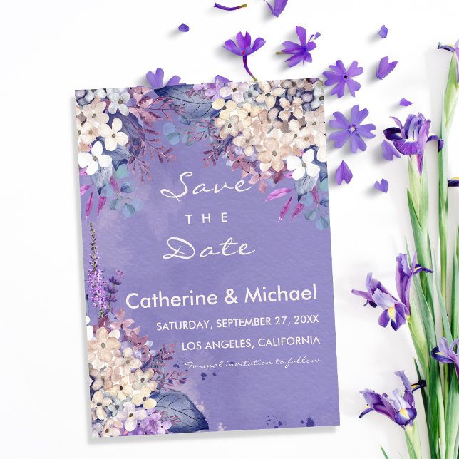 Romantische Lavendel-Hochzeit mit floralen Farben Save The Date (Von Creator hochgeladen)
