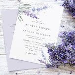 Romantische Lavendel mit Details Hochzeit Einladung<br><div class="desc">Elegante und rustikale Aquarelllavender Hochzeitseinladung mit Details im Hintergrund.</div>