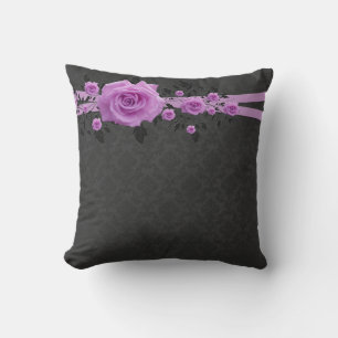 Romantische Lavendel-Rose Damask Kissen