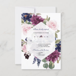 Romantische Lavendelblütenhochzeit RSVP Karte