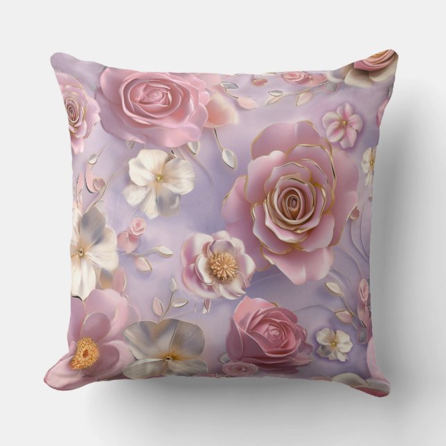 Romantische LavendelRose Kissen (Vorderseite)