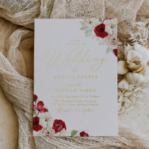 Romantische lebendige elegante Goldfolie Hochzeit Folieneinladung
