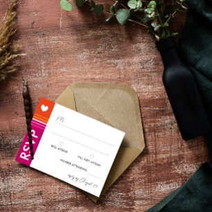 Romantische lesbische Flaggen Hochzeitsszenario RS RSVP Karte