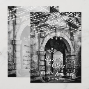 Romantische Lichter Goth Archway Hochzeit Save the Einladung