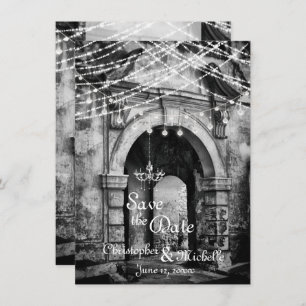 Romantische Lichter Goth Archway Wedding Save the  Einladung