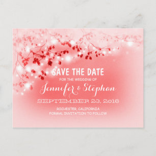 romantische Lichterkette rosa Save-the-Date-Postka Ankündigungspostkarte