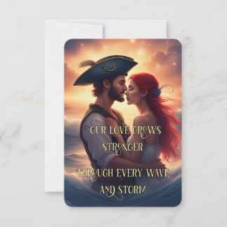 Romantische Liebe-Affirmationskarte - Piratenpaar RSVP Karte