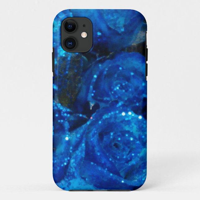 Romantische Liebe Blue Glitzer Glamour Rose Case-Mate iPhone Hülle (Rückseite)