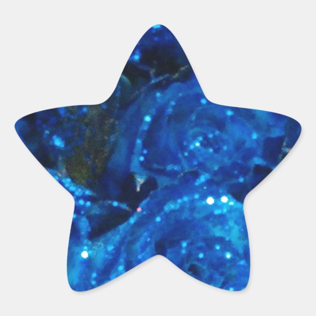 Romantische Liebe Blue Glitzer Glamour Rose Stern-Aufkleber (Vorderseite)