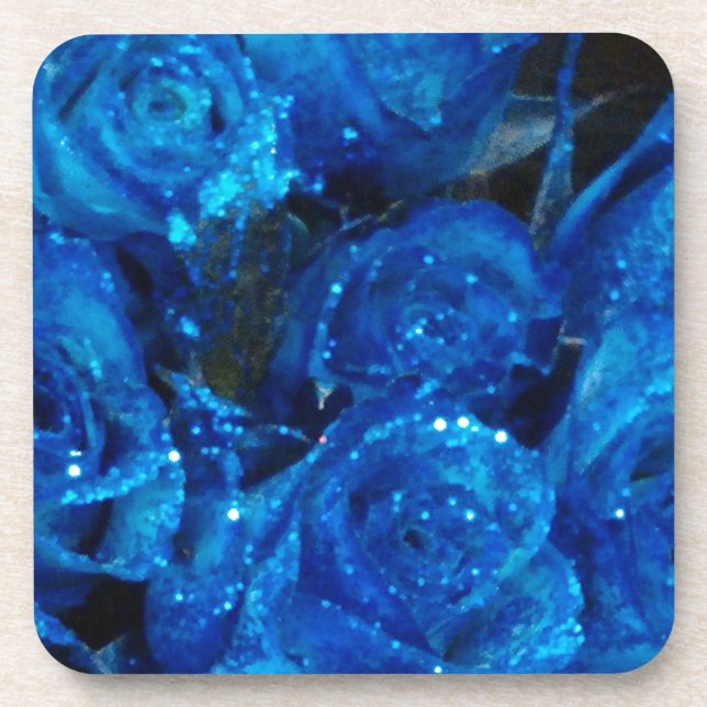 Romantische Liebe Blue Glitzer Glamour Rose Untersetzer (Vorderseite)