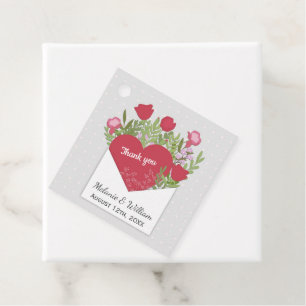 Romantische Liebe Brief Rose & Herz Vielen Dank Geschenkanhänger