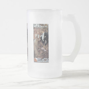 Romantische Liebe des Mucha Flirtfrauen-Mannes Mattglas Bierglas