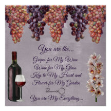 Romantische Liebe Gedicht in Purle mit Trauben