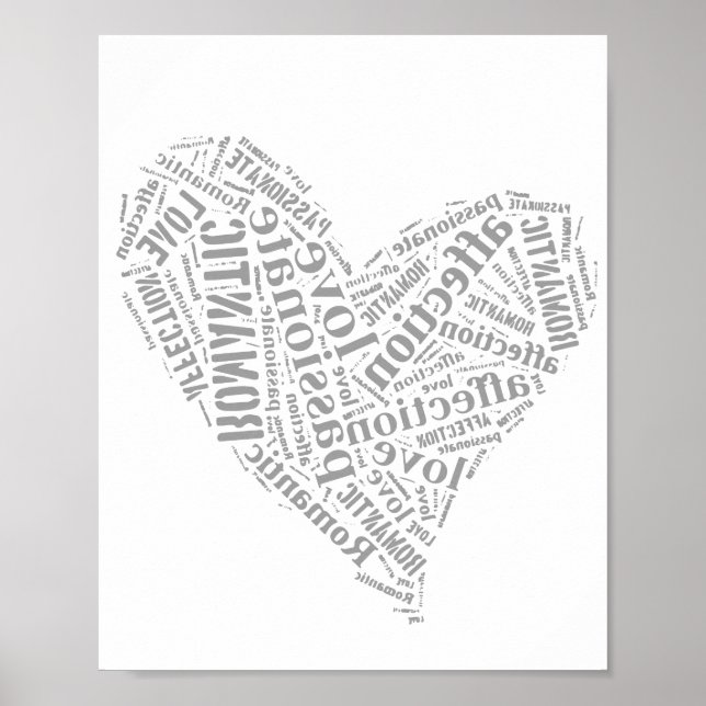 Romantische Liebe Graues und Weißes Herz I Poster (Vorne)