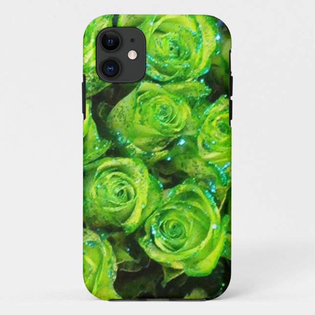 Romantische Liebe Grüne Valentine Glitzer Rose Case-Mate iPhone Hülle (Rückseite)