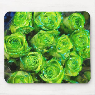 Romantische Liebe Grüne Valentine Glitzer Rose Mousepad