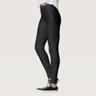 ROMANTISCHE LIEBE HERZ SCHWARZ-WEISS LEGGINGS