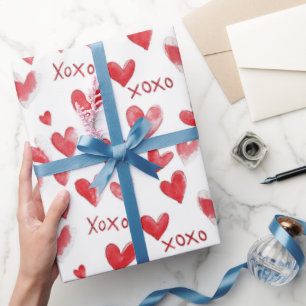 Romantische Liebe Herz XOXO Hochzeit Geschenkpapier