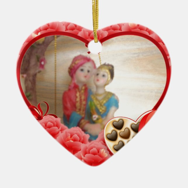 Romantische Liebe Herzens Kunstdruckerei Keramik Ornament (Vorne)