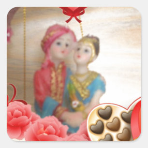 Romantische Liebe Herzens Kunstdruckerei Quadratischer Aufkleber