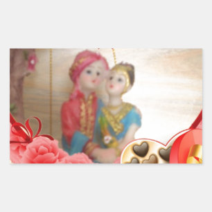 Romantische Liebe Herzens Kunstdruckerei Rechteckiger Aufkleber