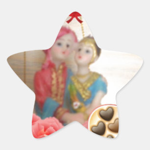 Romantische Liebe Herzens Kunstdruckerei Stern-Aufkleber