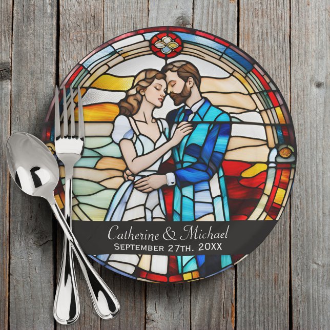 Romantische Liebe im Glass-Stil Europäische Hochze Pappteller (Von Creator hochgeladen)