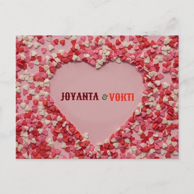 Romantische Liebe Joyanta & Vokti Rot-Maroon Postkarte (Vorderseite)