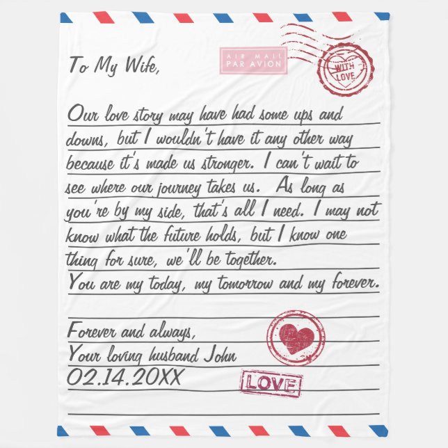 Romantische Liebe Letter Valentine's Day Anniversa Fleecedecke (Vorderseite)