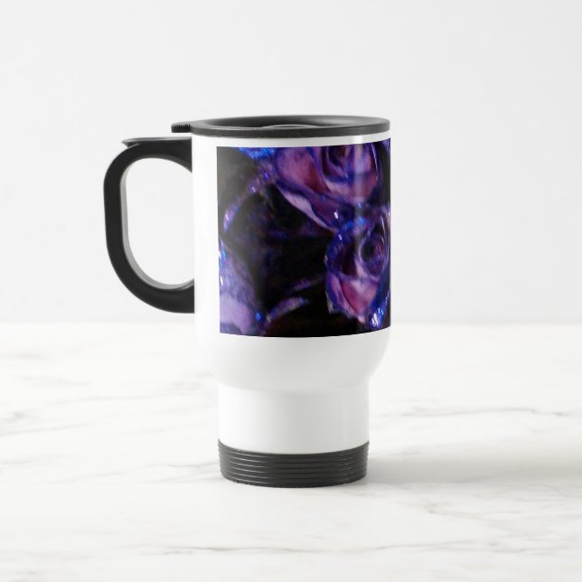 Romantische Liebe Lila Valentine Glitzer Rose Reisebecher (Links)