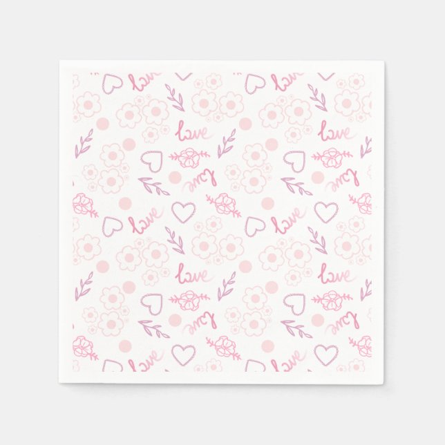 Romantische Liebe Muster Serviette (Vorderseite)