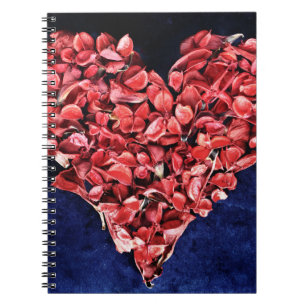 Romantische Liebe Rose Petal Rotes Herz Notizblock
