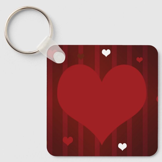 Romantische Liebe Rot und Weiß Herzlich Willkommen Schlüsselanhänger (Vorderseite)