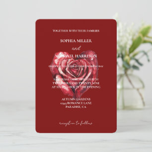 Romantische Liebe Rote Rose Herz Blume Hochzeit Einladung