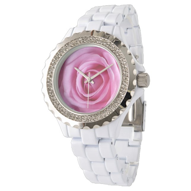 Romantische Liebe Sweet Soft Pink Rose Blume Beoba Armbanduhr (Schrägansicht)